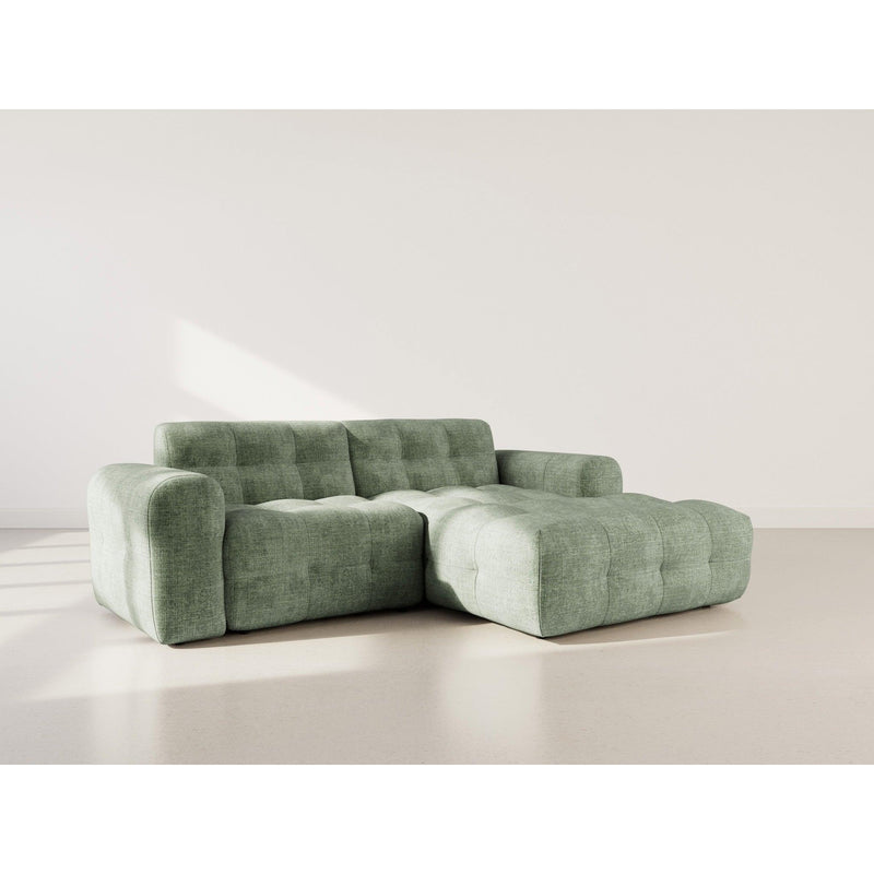 Diane - Corner Sofa - 4 Seater - Textured Velvet - Sage Green