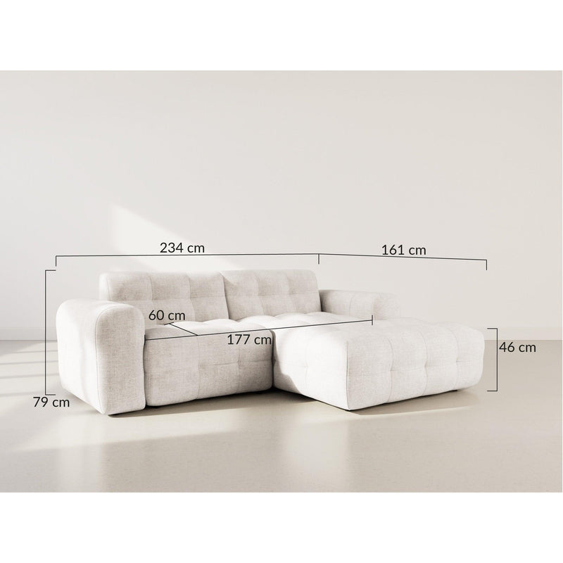 Diane - Canapé D'Angle - 4 Places - Velours Texturé - Beige