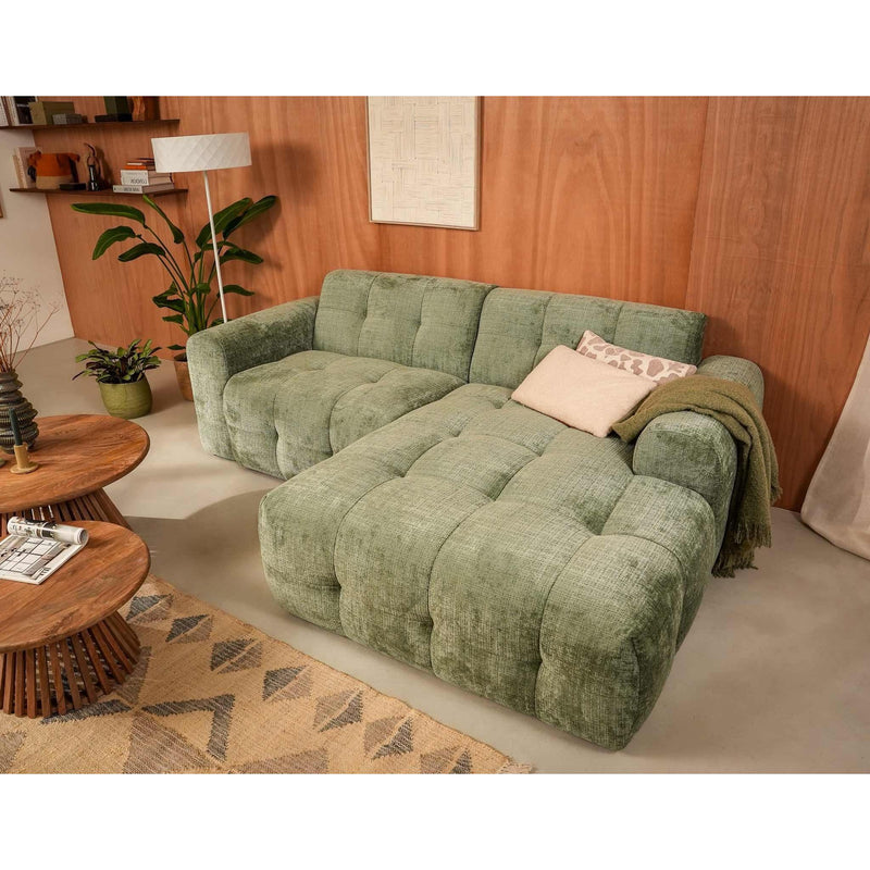 Diane - Corner Sofa - 4 Seater - Textured Velvet - Sage Green