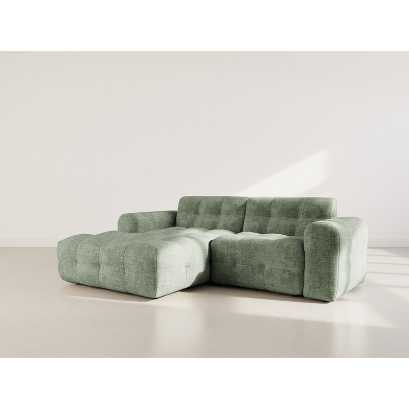 Diane - Corner Sofa - 4 Seater - Textured Velvet - Sage Green