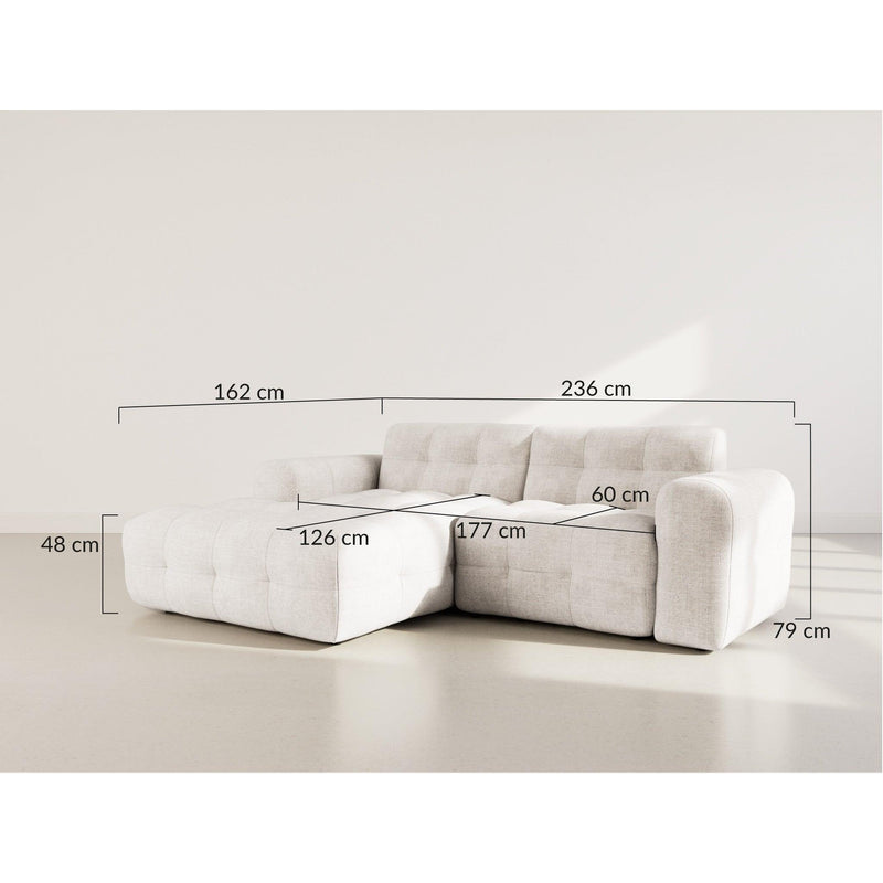 Diane - Corner Sofa - 4 Seater - Textured Velvet - Sage Green