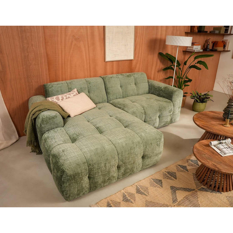 Diane - Corner Sofa - 4 Seater - Textured Velvet - Sage Green