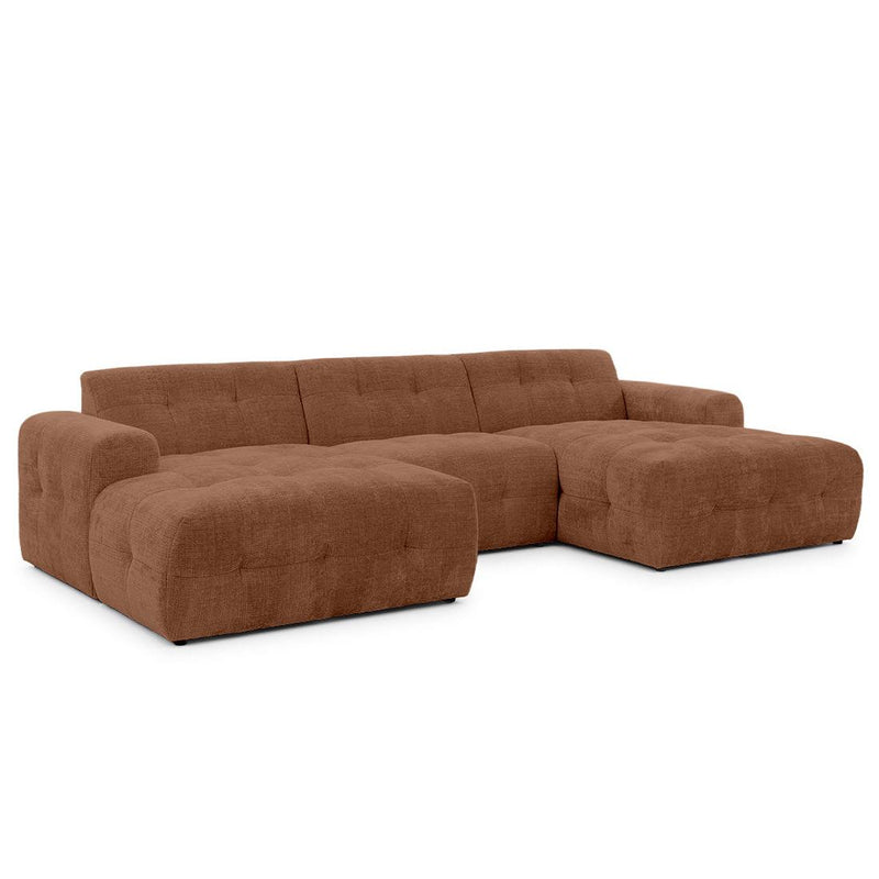 Diane - Panoramic U-Shaped Sofa - 6 Seater - Textured Velvet - Terracotta