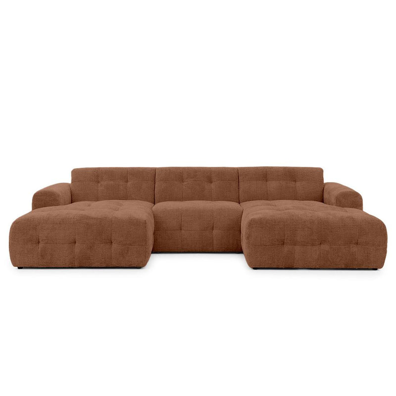 Diane - Panoramic U-Shaped Sofa - 6 Seater - Textured Velvet - Terracotta