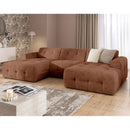 Diane - Panoramic U-Shaped Sofa - 6 Seater - Textured Velvet - Terracotta