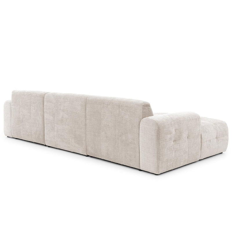 Diane - Sofá panorámico en forma de U - 6 plazas - Terciopelo texturizado - Beige