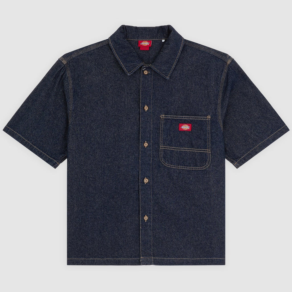 Camicia In Denim A Maniche Corte - Fog Blue