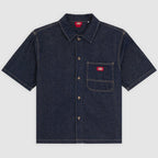 Camicia In Denim A Maniche Corte - Fog Blue