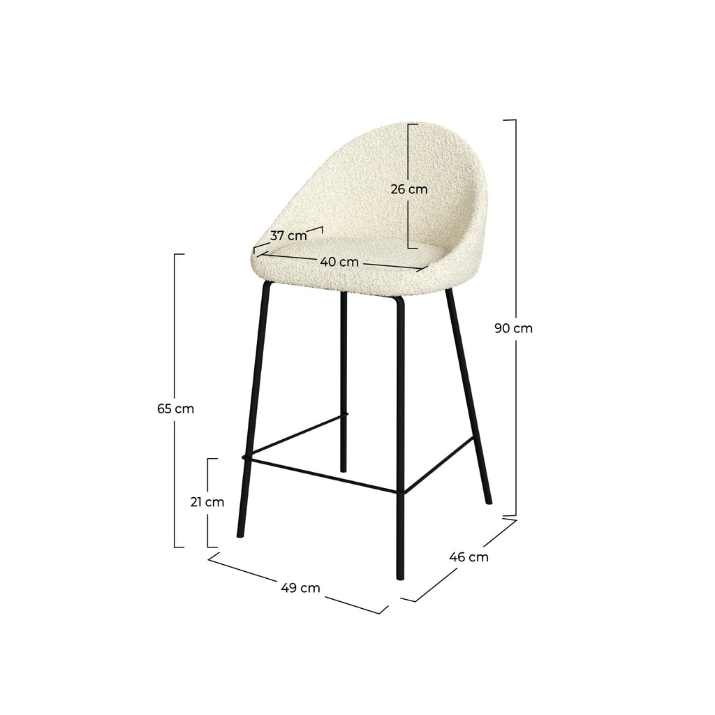 Misty - Lot De 2 Chaises Pour Îlot Central En Tissu Bouclette Blanc