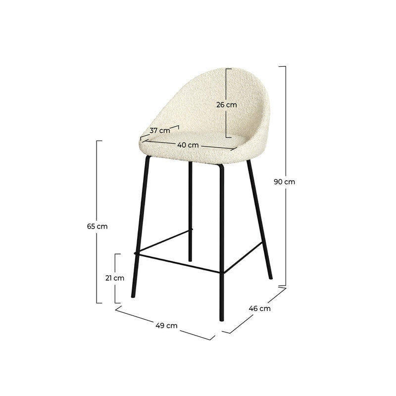 Misty Bar Stool - White Wool