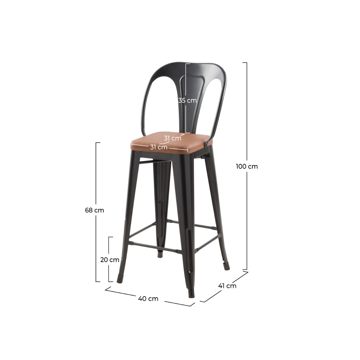 Charly - Set of 2 Black and Brown Central Island Chairs