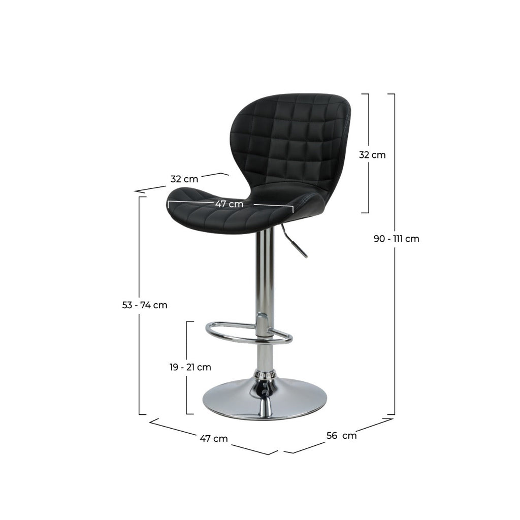 Mazzia - Lot De 2 Chaises De Bar Réglables En Cuir Synthétique Noir