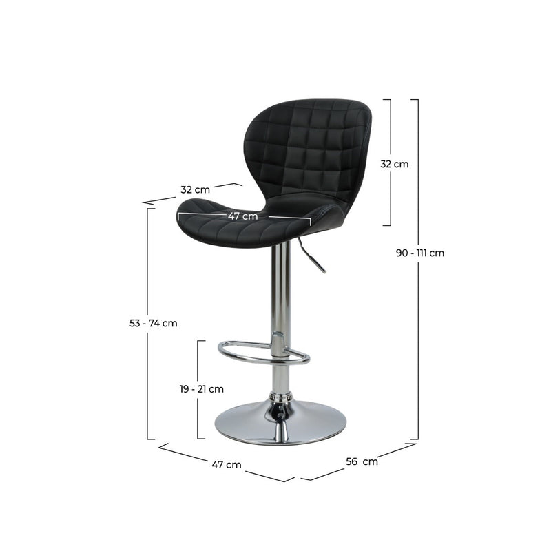 Chaise de bar noire Mazzia 53/74 cm (lot de 2)