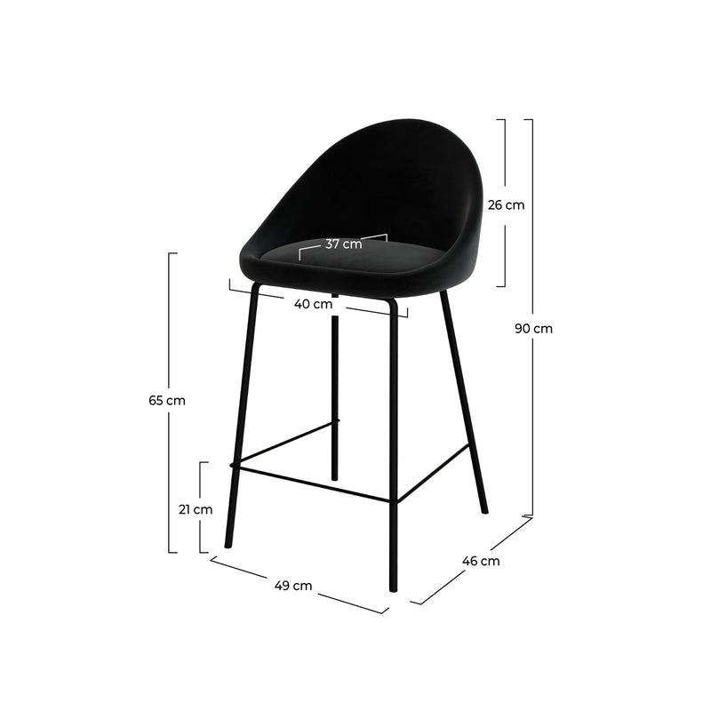 Set of 2 Misty Bar Stools - Black