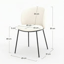 Lot de 2 chaises Bulle en tissu doux blanc, pieds métal noir