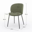 Lot de 2 chaises Bulle en tissu vert kaki, pieds métal noir