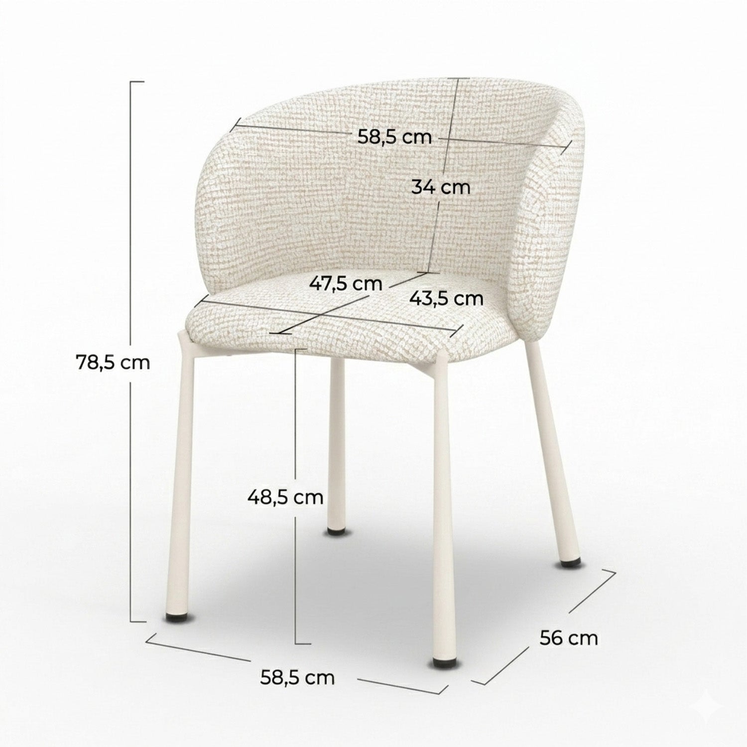 Danaë - Silla de tela texturizada color crudo jaspeado