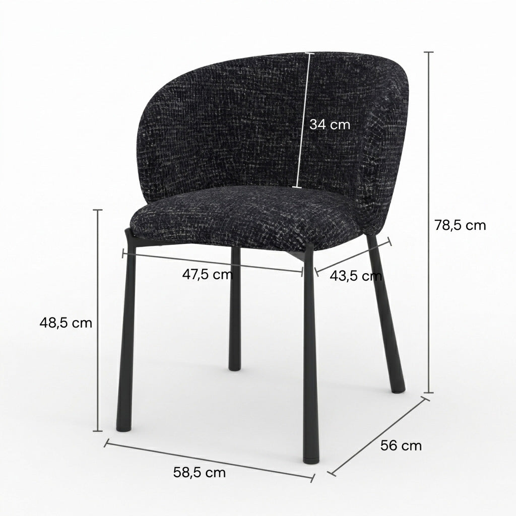 Danaë - Black Textured Fabric Chair