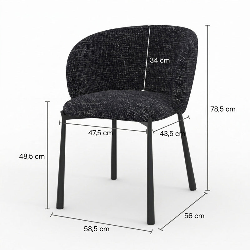 Chaise Danaë en tissu texturé noir