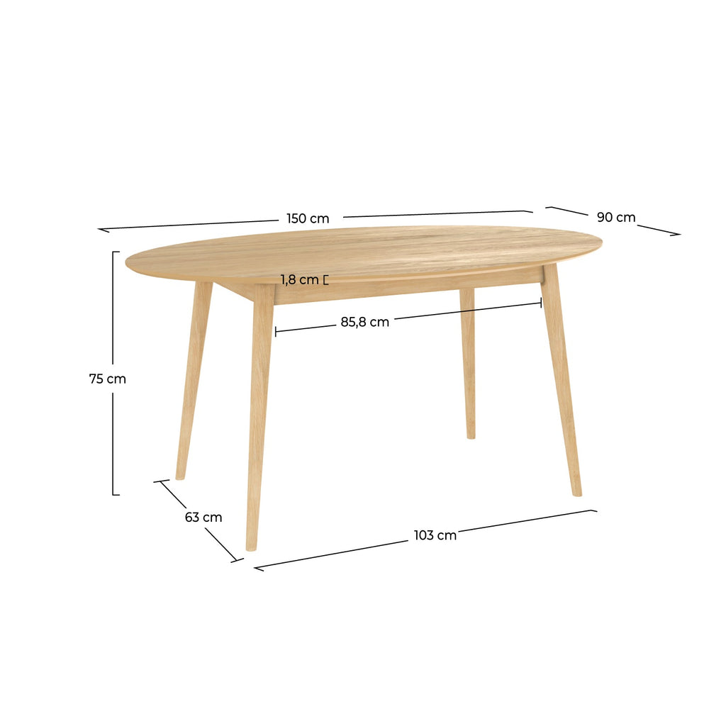 Eddy - Oval Table for 6 People in Light Wood