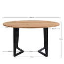 Table ronde Moorea  6 personnes en bois et métal 140 cm