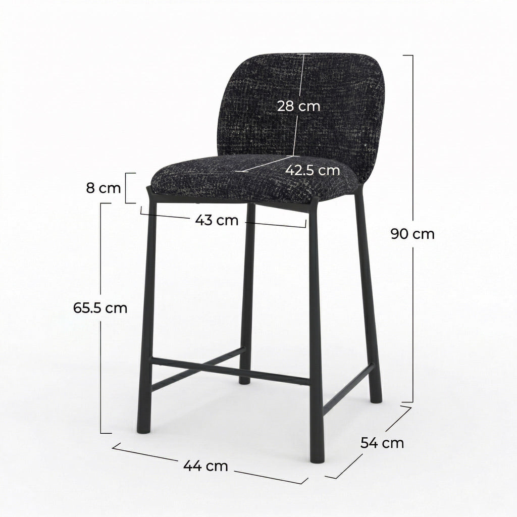 Bento - Lot De 2 Chaises Pour Ilot Central En Tissu Texturé Noir