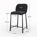 Lot de 2 chaises Bento pour ilot central 65,5 cm en tissu texturé noir