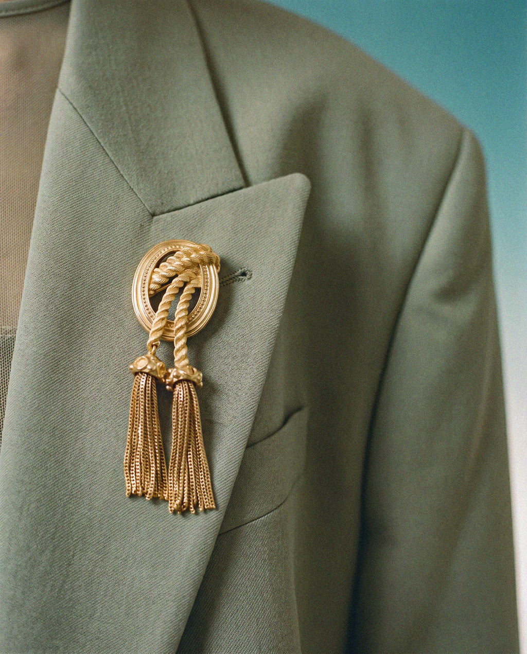 Christian Dior Vintage Oval Braided Rope & Movable Tassel Brooch