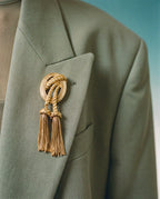 Christian Dior Vintage Oval Braided Rope & Movable Tassel Brooch