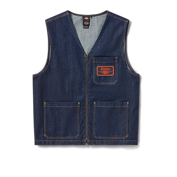 Dickies x Harley-Davidson Sleeveless Denim Jacket - Rinsed Indigo Blue