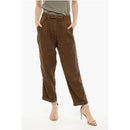 Doluble Pants Pleated Linen And Cotton With Belt