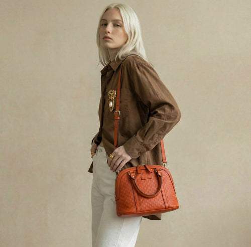 Guccissima Dome Bag Leather Orange Mandarin