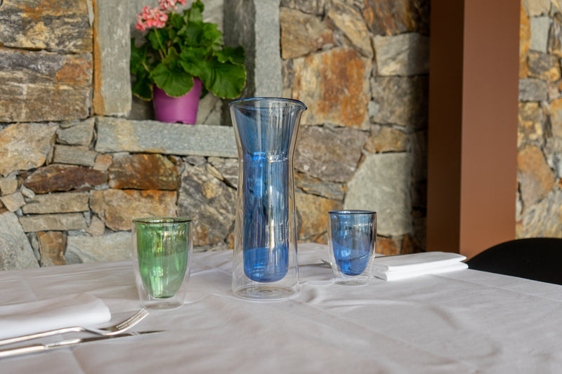 Pichet En Verre À Double Paroi - Bleu