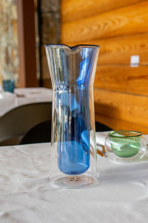 Pichet En Verre À Double Paroi - Bleu