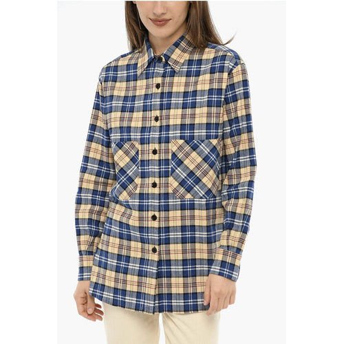 Double Breast Pockets Tartan Check Shirt