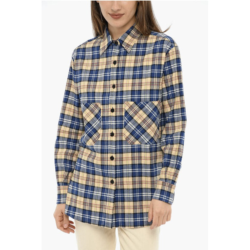 Double Breast Pockets Tartan Check Shirt