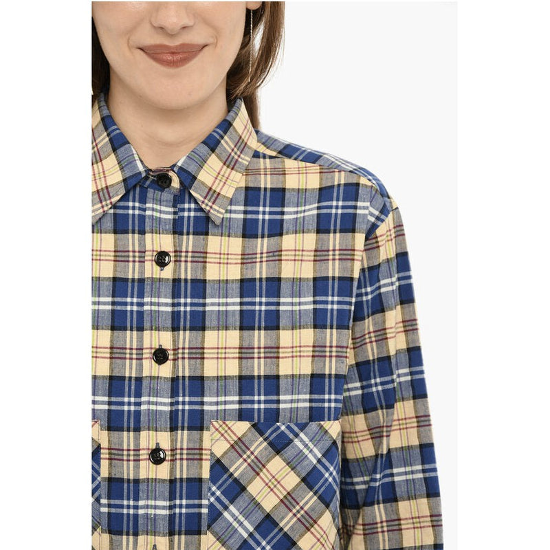 Double Breast Pockets Tartan Check Shirt