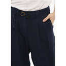 Double Pleat Cotton And Linen Pants With Belt