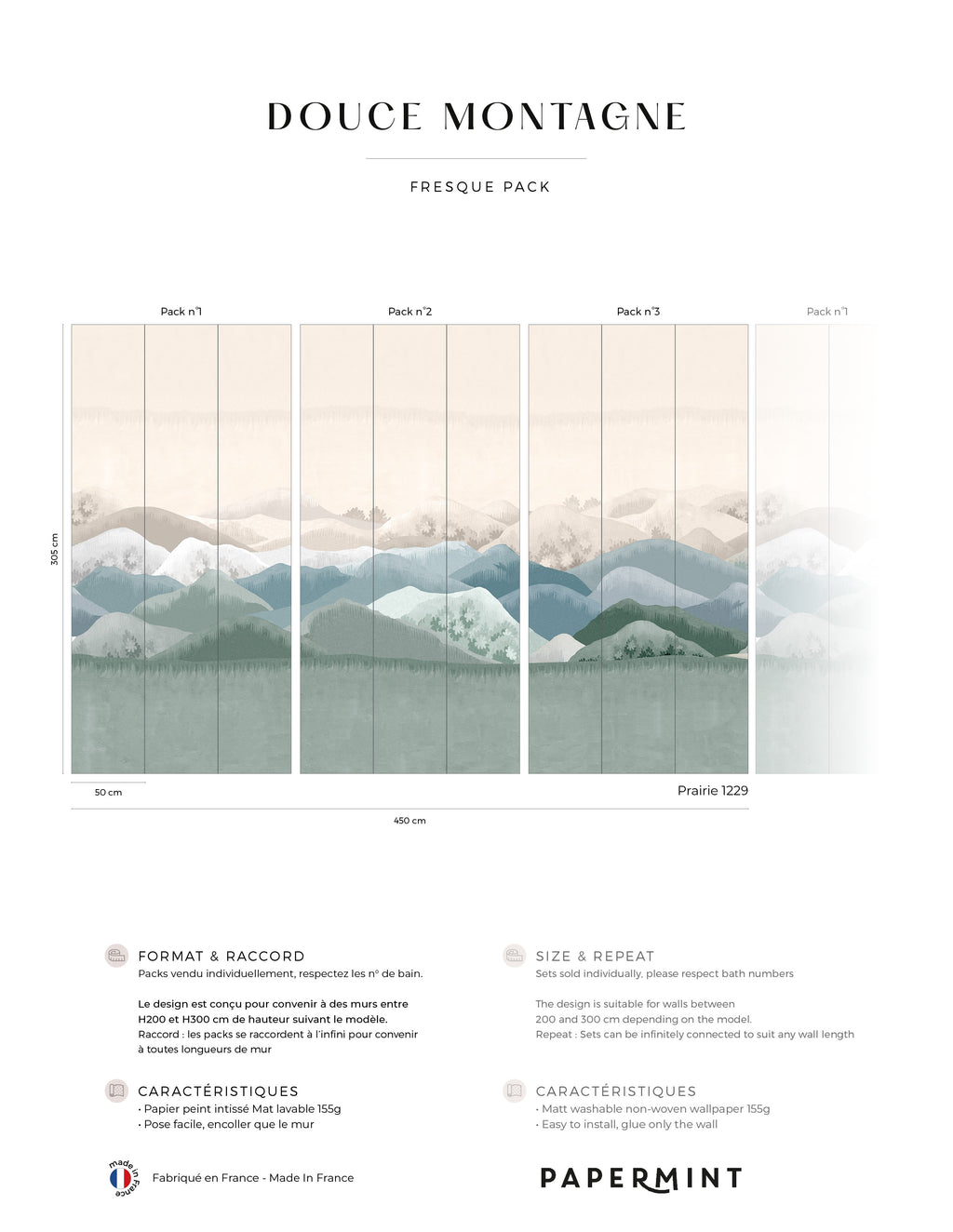 Fresque Douce Montagne - Prairie
