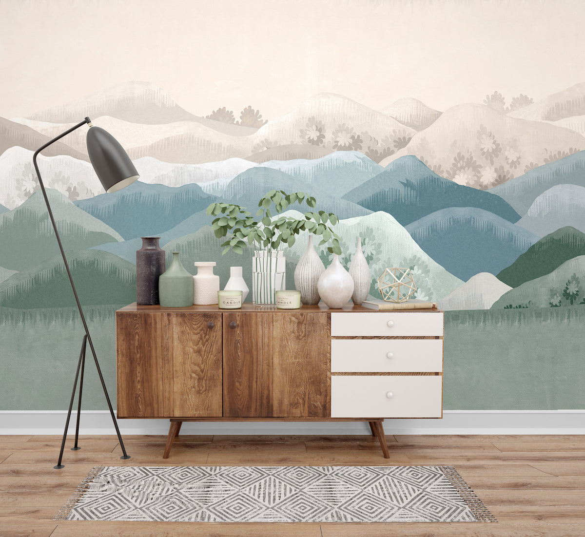 Fresque Douce Montagne - Prairie