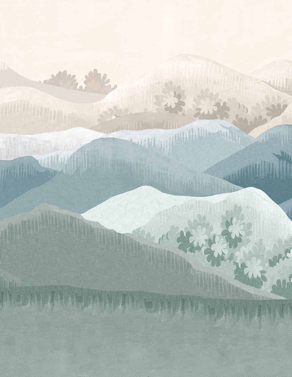 Fresque Douce Montagne - Prairie