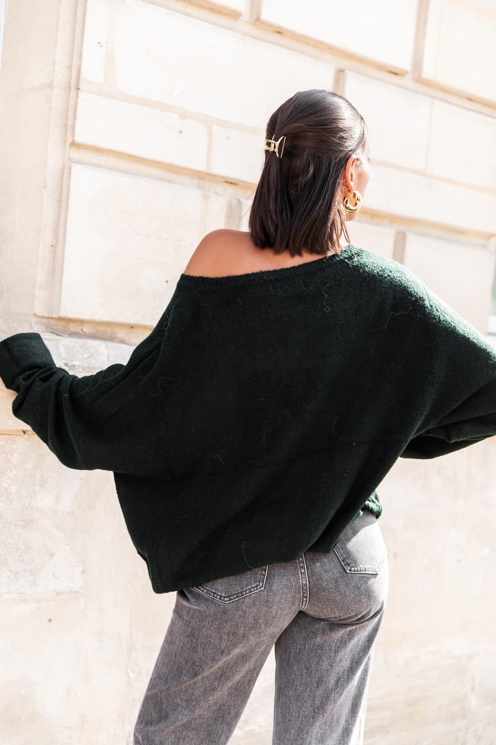 DOUCEUR Dark Green - Loose Jumper