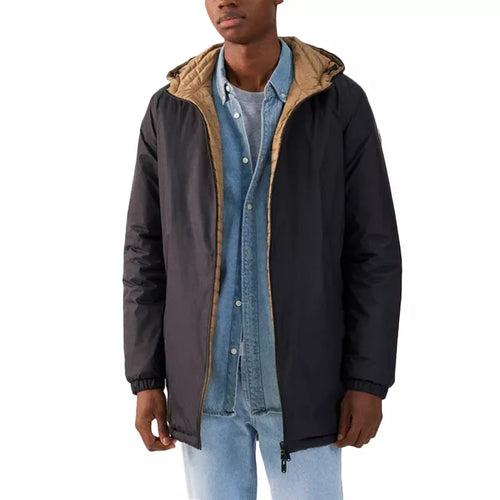 Doudoune Longue Réversible À Capuche Jott Morrison - Noir Beige - Homme