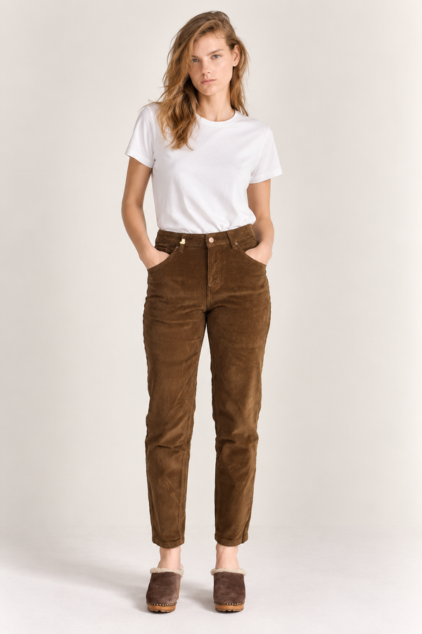 Pompidou Tiny Cord Jeans - Nøddebrun