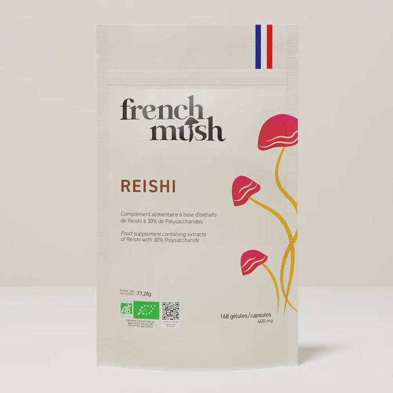 French Mush compléments alimentaires à base d'extraits de champignons médicinaux biologiques fabriqués en France Le Reishi Bio - gélules - 168 gélules