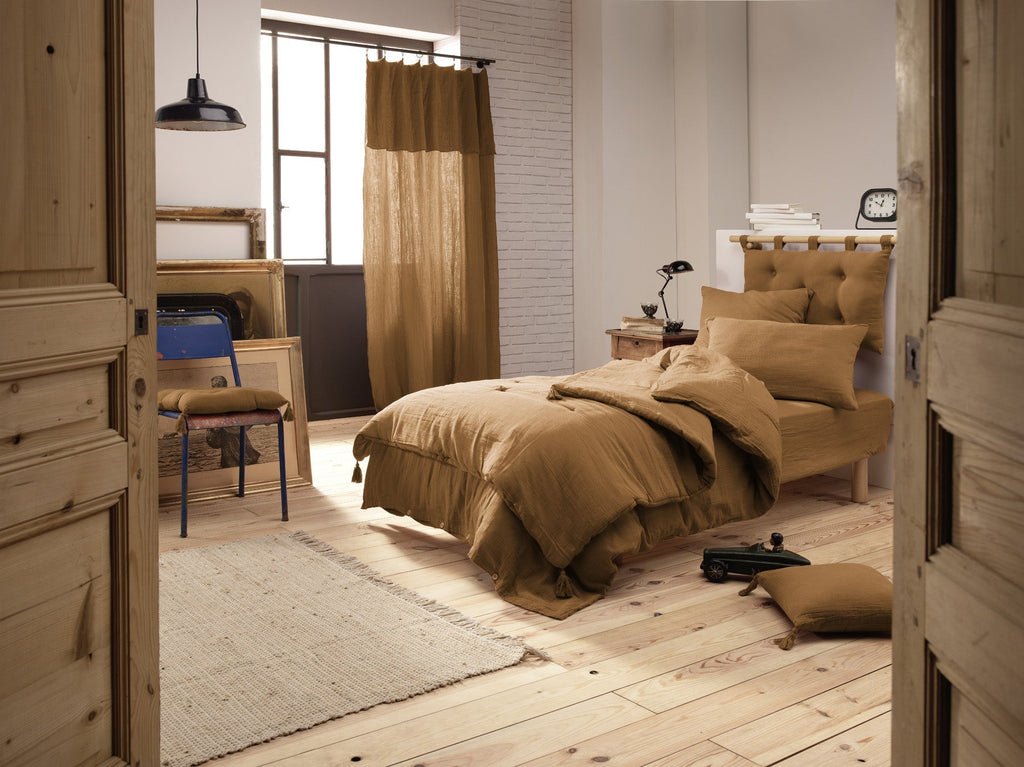 Drap Housse - Double Gaze De Coton - Gaia - Camel