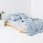 Drap Housse - En Lin Lavé 190G/M² - Bleu Glacier