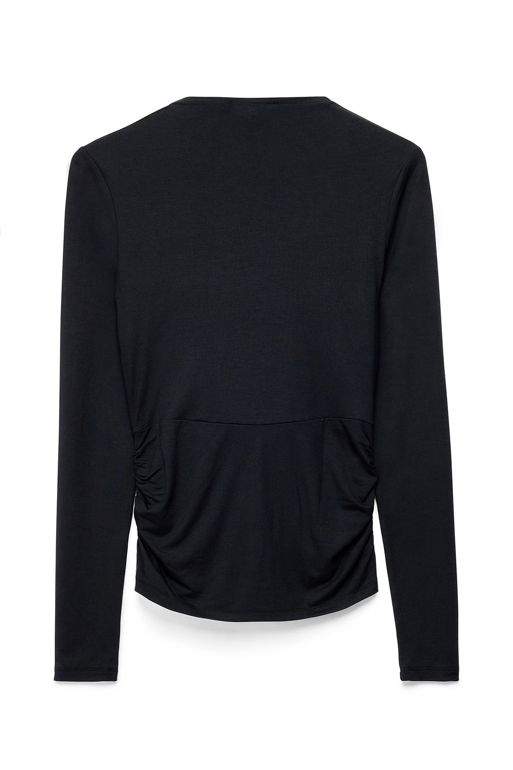 Top in jersey drappeggiato a maniche lunghe - Nero