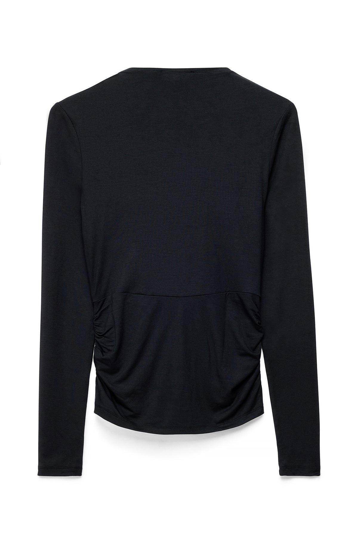 Top in jersey drappeggiato a maniche lunghe - Nero