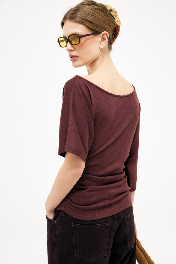 Top Draped Waist Focus - Marron